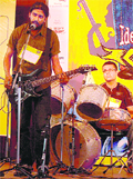 A band performs at the talent hunt auditions. 