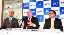 Amway officials interacting with mediapersons in Shimla on Thursday.
