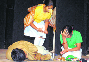 Students of BSN High School, Chakkar, staging a play titled Happy Prince at Gaiety Theatre in Shimla on Thursday.