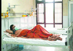 Jatinder Kumar, who tested positive for swine flu, undergoes treatment at Civil Hospital in Jalandhar. 