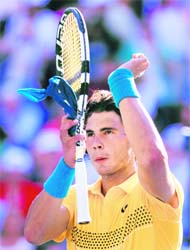 Rafael Nadal celebrates his victory against Richard Gasquet at the US Open