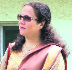 Yesteryear Bollywood actress Mandakini in Mcleodganj on Friday. 