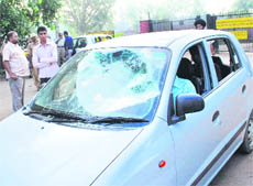 A damaged car parked in the institute in the Industrial Area.