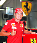 Italian Formula One driver Giancarlo Fisichella poses during his first day with his new team at Fiorano track in central Italy on Thursday.