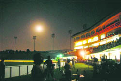 A blackout at the PCA Stadium in Mohali on Sunday.