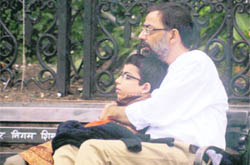 It might not be Fathers Day but the bond of love and affection between a father and a son seems to be everlasting on a Mall bench in Shimla.