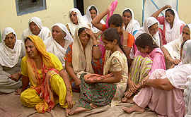 Relatives of Roor Singh weep over his death at his village in Kapurthala on Sunday.