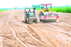 Work resumes on the Chandigarh-Ludhiana rail link near Samrala.
