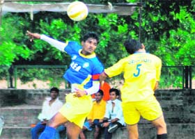 A match in progress at the Football Stadium in Chandigarh