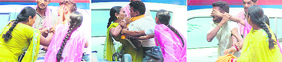 A drama was enacted when a man tried to tease two women at the district courts complex, where he was beaten up, in Ludhiana on Monday.