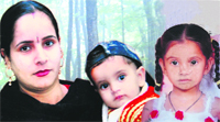 A file picture of Binder and her children Ravinder Kumar (2) and Tanu (4).  