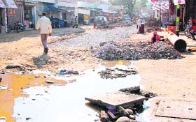 A road dug up in Krishna Nagar, Haridwar