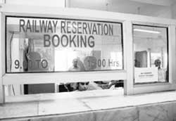 Empty railway reservation counter at Sector 47 post office. 