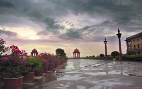 A view of the South Block after the rains in New Delhi