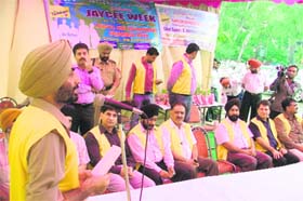 SP (Traffic) Rupinder Singh speaks at the opening ceremony of the traffic-cum-environment awareness week in Ludhiana