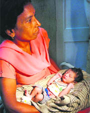 The newborn baby at the Civil Hospital in Karnal on Thursday.