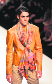 A model presents creations by designer Ravi Bajaj during the Van Huesen India Men's Week in New Delhi on Friday. India is hosting inaugural men's fashion week, which is a long overdue in the wake of a growing and lucrative market often overshadowed 