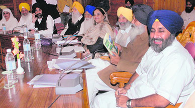 Punjab Deputy Chief Minister Sukhbir Singh Badal, Chief Minister Parkash Singh Badal and many other ministers attending the first session of Vichar Sammelan at Shimla on Friday.