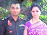 Major Akash Singh with his wife, Deepti. 