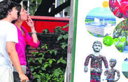 Foreign tourists smoke outside Leisure Valley in Sector 10, unaware of the prohibitory orders on smoking in public.