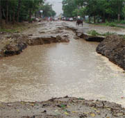 Basai Road in Gurgaon in disrepair.