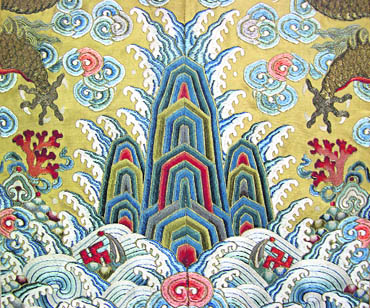 Details of an embroidered robe worn by a Qing Emperor of China; National Gallery of Victoria, Melbourne