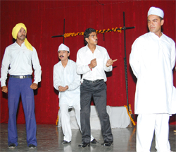 Students of Abohar based Homeopathic Medical College enacting a play during a workshop on homoeopathy. 