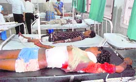 The injured in emergency ward of General Hospital, Sector 6