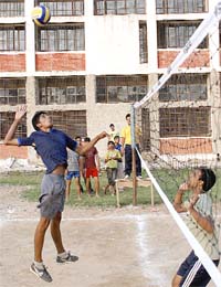 A player in action during a match at DAVSSS-8 in Chandigarh