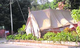 A road berm adjoining the official residence of former UT Home Secretary Krishan Mohan in Sector 7-B, which has been occupied by his security staff