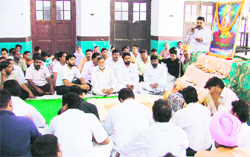 A district-level convention of the Bhartiya Valmiki Dharam Samaj discusses the programme for celebrating Valmiki Jayanti in Ludhiana on Sunday.