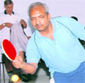 A match in progress at the Inter-Institutional Table Tennis Tournament in Dehradun on Tuesday.