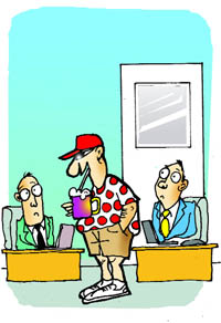 I thought I would strech flexi-timing to flexible office wear, too...