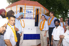 Martial Rolland, CMD, Nestle, inaugurating the clean drinking water facility at village Barowal Kalan in Moga district on Tuesday evening. 