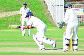 A batsman in action during the 16th JP Atray Memorial Cricket Tournament at Cricket Stadium, Sector 16, in Chandigarh on Thursday.