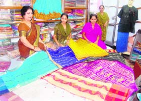 Traditional saris being showcased at the Bengal Store in Dehradun