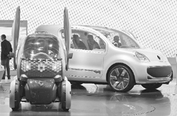 The new electric powered cars of Renault are seen on the first press day of the Frankfurt Auto Show in Frankfurt, Germany on September 15, 2009.