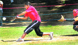 A player in action at Panjab University on Friday.