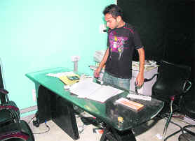 The ransacked office of a salon where a theft took place in Sector 8, Chandigarh, on Friday. 