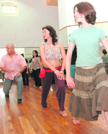 A belly dancing workshop in progress in Dehradun on Friday.