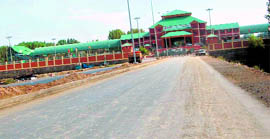 A view of the 0.873-km-long approach road from Srinagar bypass to the Nowgam Railway Station, which has come up during the last one year.