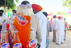 Soft drinks on sale at Kisan Mela in Ludhiana. 