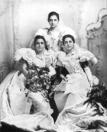 Three sister Princesses  Bamba, Catherine and Sophia  photographed in 1892. Princess Bamba is sitting on left side holding flowers