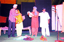 A scene from a play being staged at Baba Farid Mela in Faridkot.