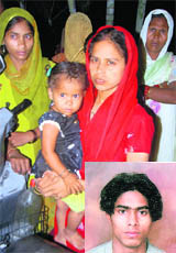 Geeta, along with her daughter and relatives, at her employers residence in Sector 8, Chandigarh, on Sunday. (Inset, the victim Ashok Kumar)