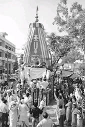 Rath yatra organised by ISKCON group at Ambala Cantonment. A Tribune photograph