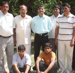The police produces two persons accused of being involved in the murder of a dairy owner at Sector 14 in Gurgaon on Sunday. 