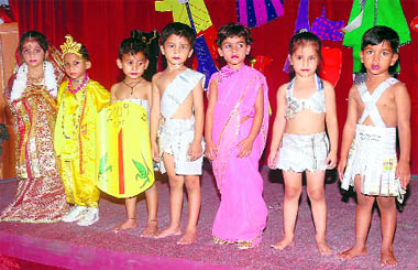 Tiny tots participate in a fancy dress contest at Childrens Academy in Dehradun.