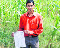 A farmer of Lal Singhi village displays a revenue paper according to which he is a resident of tehsil Una of Hoshiarpur district in Punjab.