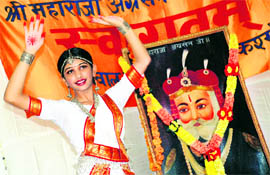 A cultural programme being presented in connection with the birth annversary celebrations of Maharaja Agrasen in Jammu on Sunday.